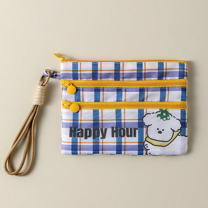 Plaid Contrasting Color Id Cosmetics Bag Travel Abroad Id Card Passport Ticket Card Bag Portable Multi-Functional Carry-On Bag
