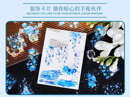 Light-Picking Bronzing Wave Handbook Stickers Natural Water Series Pet Material DIY Decorative Collage Stickers Cross-Border