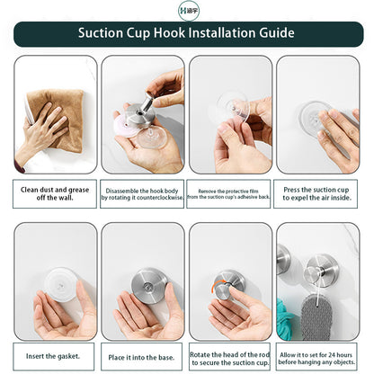 Cross-Border Stainless Steel Vacuum Suction Cup Hooks, No-Drill Bathroom Hooks, Kitchen Hooks, Towel Hooks, Clothes Hooks Wholesale