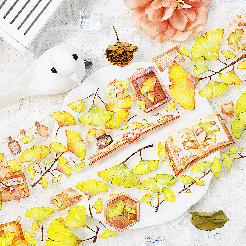 New pet Journal tape flower special material autumn letter simple full roll material shell optical flow hemp Journal tape