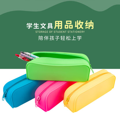 Large-Capacity Dust-Proof Silicone Storage Box for Primary and Secondary School Students, Waterproof Travel Stationery Box, Pencil Case for Travel