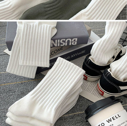 Socks Men's Autumn Spring and Autumn New Solid Color Casual All-match Sports Style Basketball Fashionable Socks Comfortable Men's Mid-tube Socks