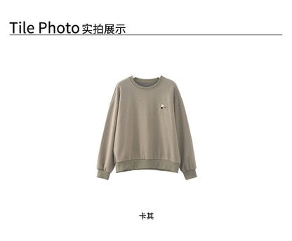 Guangzhou Huang Zheng American Retro Sexy Pullover Embroidered Sweatshirt Feminine Versatile Long-Sleeved Casual Top 530821