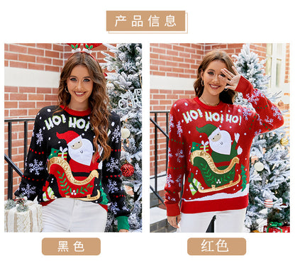 Cross-Border Popular Santa Claus European and American Sweater for Women 2025 Autumn and Winter New Sweet Embroidered Pullover Christmas Sweater