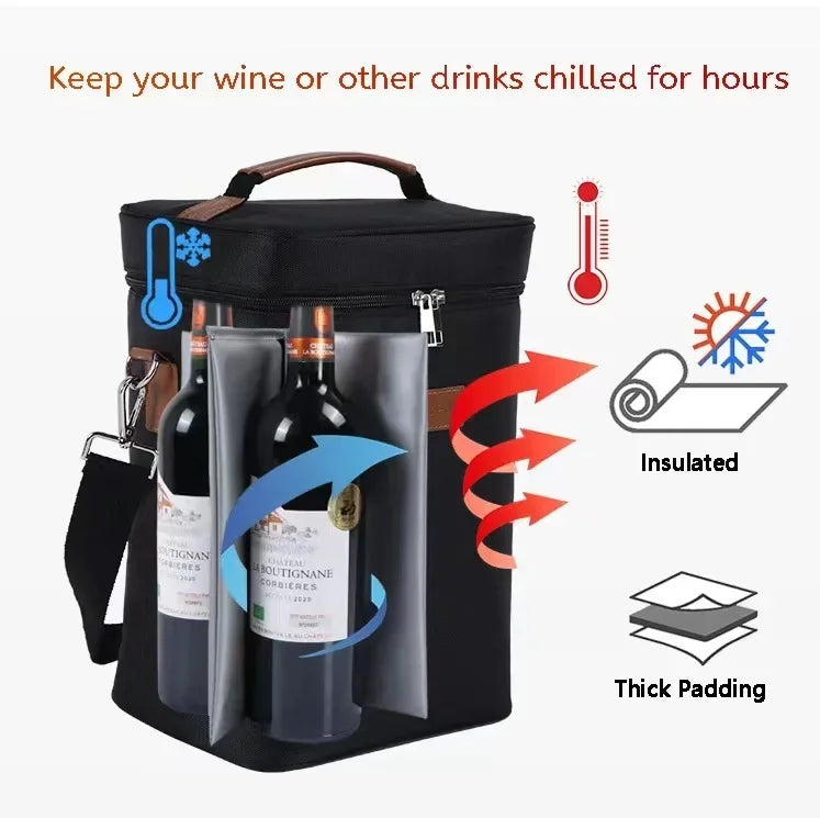 lunch bag red wine thermos bag 4 bottles wine cold ice bag outdoor picnic bag picnic bag