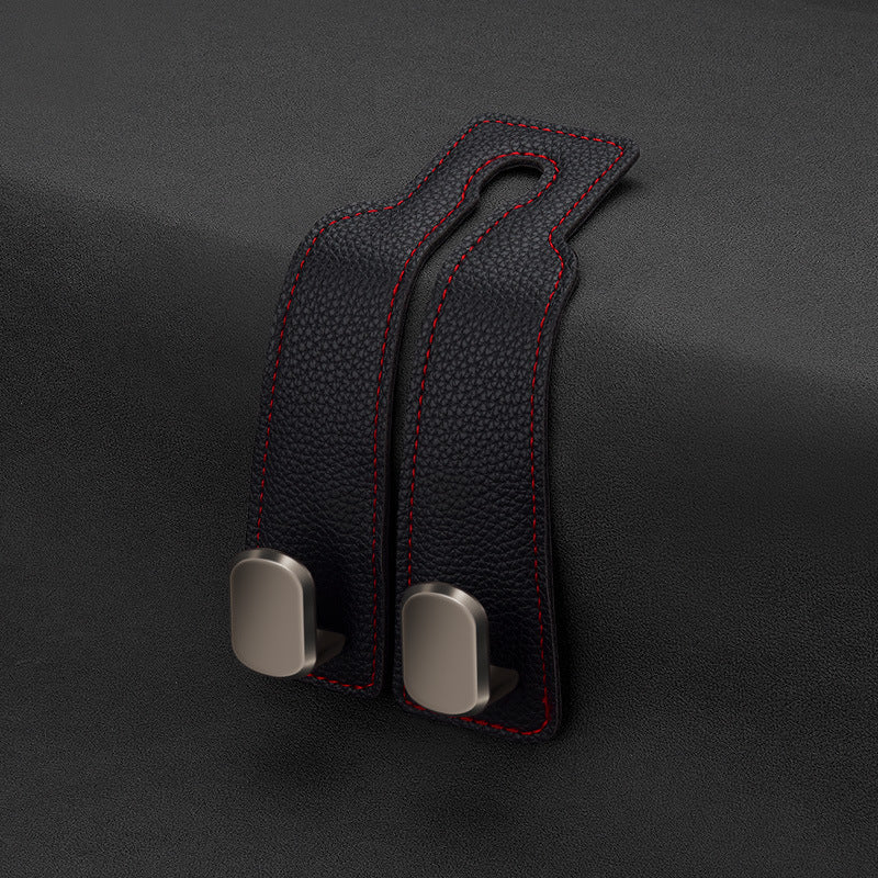 Car rear seat storage small hook turned leather zinc alloy ABS car double hook