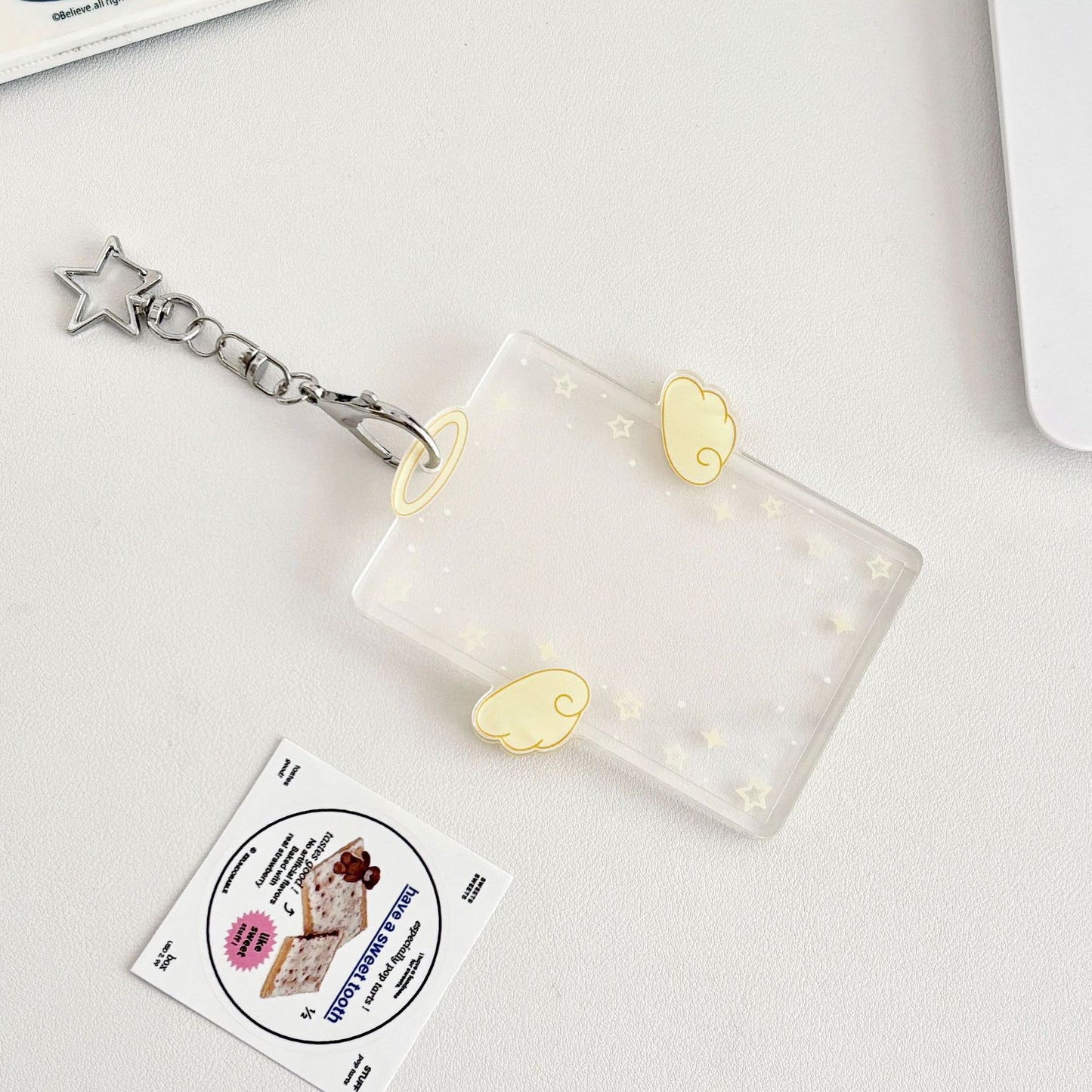 Original Ins Wind Wings Star Small Card Cover Acrylic Hard Card Cover Angel Small Card Card Card Card Card Film Card Cover