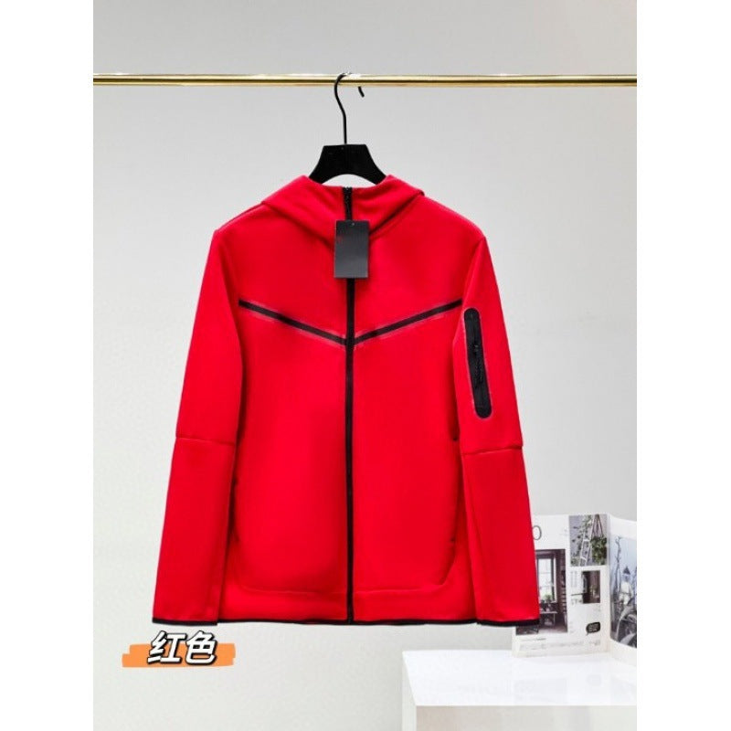 2024 Spring and Autumn Casual Sports Cotton Air Layer Hooded Zipper Cardigan Men's Jacket 490 Coat