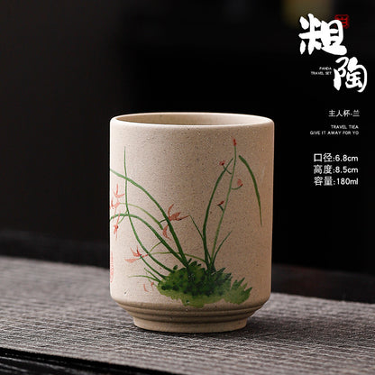 Yue Rui Healthy Large Stoneware Tea Cup Water Cup Ceramic Cup 180ml Pottery Cup Straight Bucket Cup Japanese Retro Cup