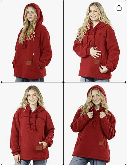 2025 New European and American Polar Fleece Pet-In-One Men's and Women's Trendy Hooded Loose Casual Warm Sweatshirt
