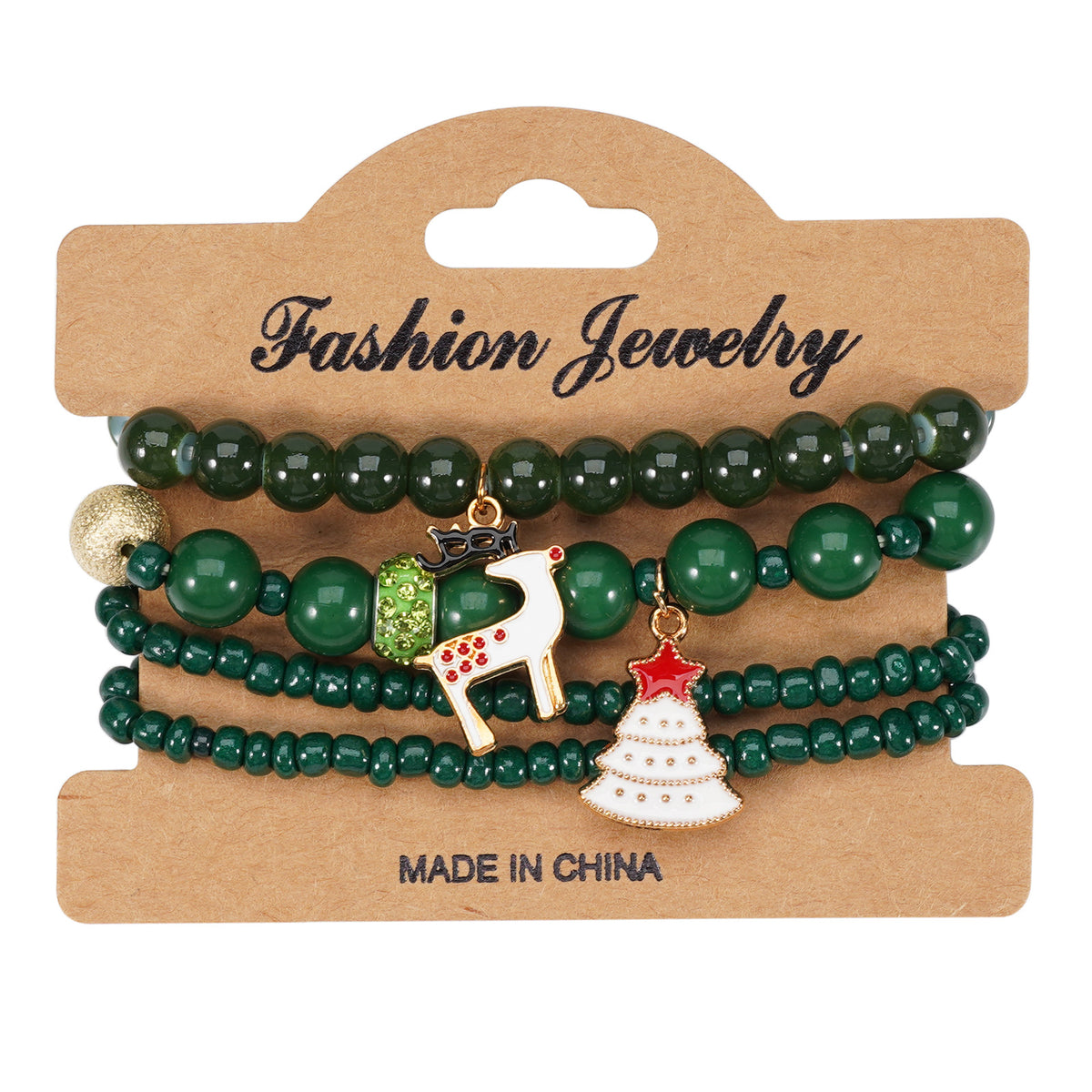 Christmas bracelet elastic rope bracelet snowman snowflake Christmas tree old man deer hat pendant bracelet gift