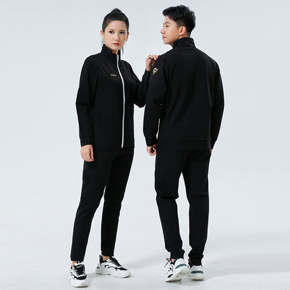 New Badminton Uniform Jacket Black and White Suit Men's and Women's Long-Sleeved Volleyball Uniform Table Tennis Uniform Competition Training Uniform