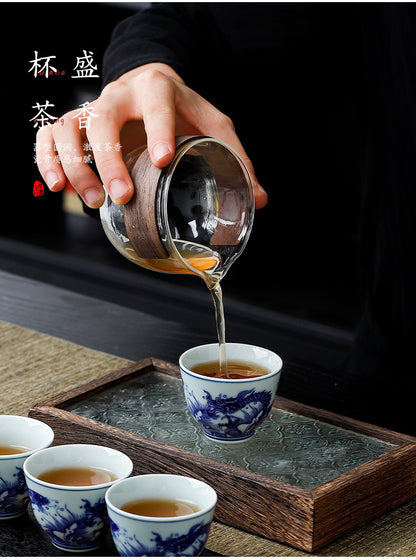 Yuerui Ceramic New Blue and Flower Tea Cup Underglaze Color Retro Yulan Cup Bowl of Kung Fu Tea Zen Tea Master Cup