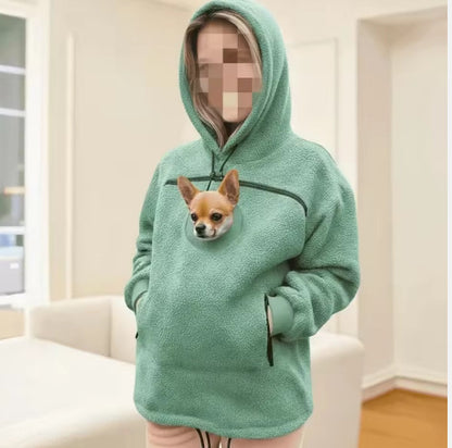 2025 New European and American Polar Fleece Pet-In-One Men's and Women's Trendy Hooded Loose Casual Warm Sweatshirt