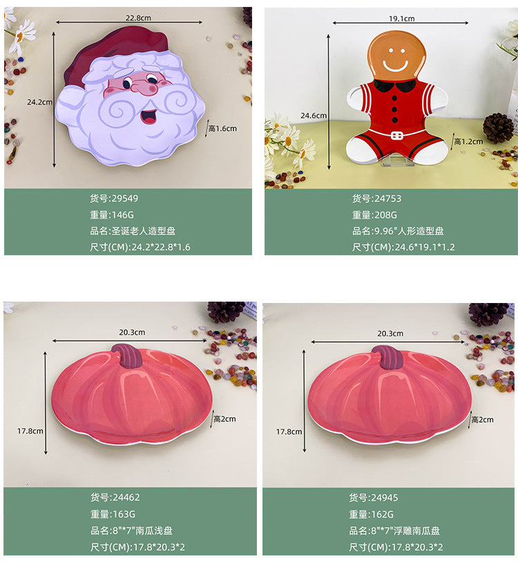 Wanshan melamine plate factory wholesale cross-border European and American dried fruit snack plate home creative pumpkin shape Christmas plate