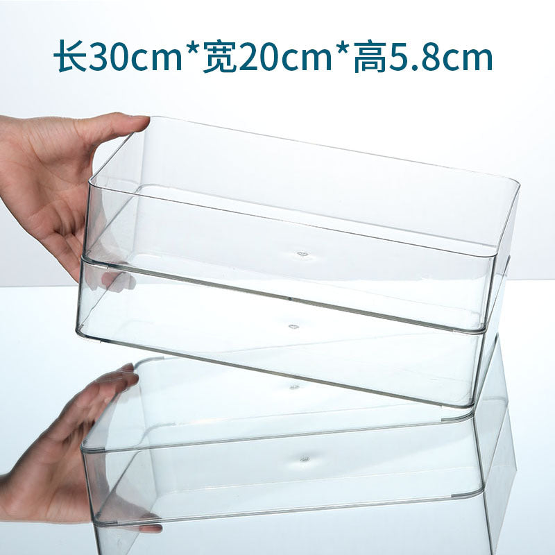 Storage Box PET Transparent Acrylic Rectangular Cosmetic Station Snack Kitchen Sundries Storage Box with Lid