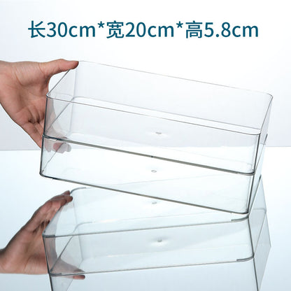 Storage Box PET Transparent Acrylic Rectangular Cosmetic Station Snack Kitchen Sundries Storage Box with Lid