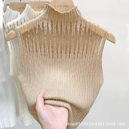 New Style Sleeveless Knit Top for Women, Summer Thin Style with a High-End Feel, Elegant Collar, Vacation Casual Top, Direct Cross-Border Supply