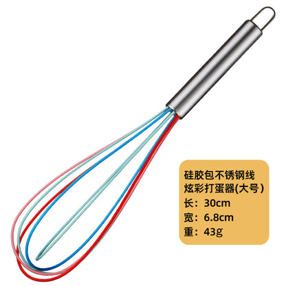 Factory spot supply manual egg beater stainless steel silicone egg beater hand mixer silicone egg beater