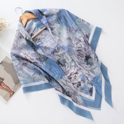 Cross-Border New Product Voile Print 110 Square Scarf Classic Lace Scarf Turban Malaysian Shawl