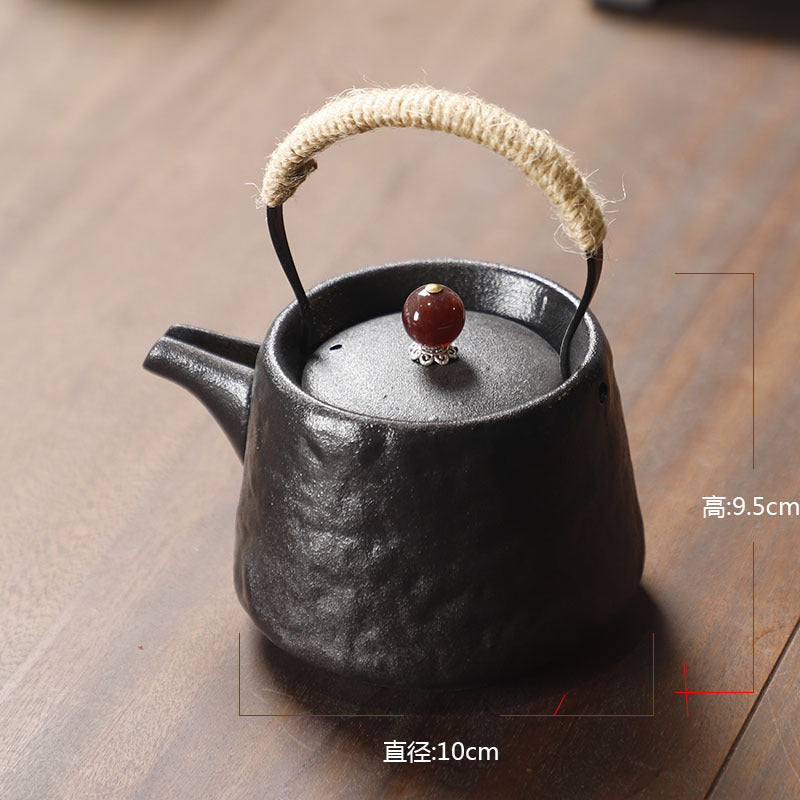 Yuerui New Rustic Pottery Constant Temperature Alcohol Tea Brewing Pot Set with Handle, Balcony Tea Brewing Stove Complete Set Wholesale Pottery