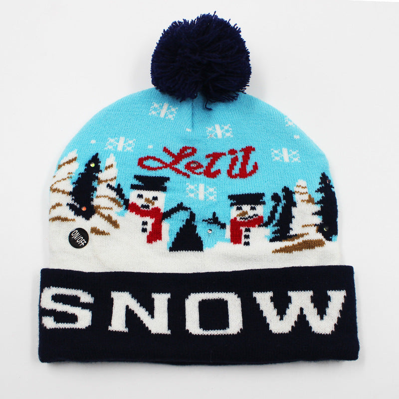 Korean Internet Celebrity Style Snowflake Christmas Hat, Warm and Cold-Proof Women's Knitted Hat with Pom-Pom, Ear-Protecting Yarn Hat, Light Luxury Style