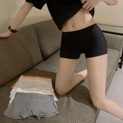 Summer Mid-waist Safety Pants Belly-closed Breathable Boxers Ice Silk Seamless Underwear Anti-light Leggings Women's Boxers