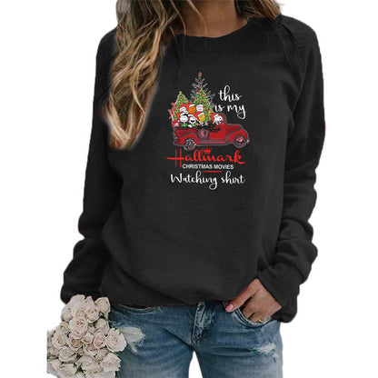 Christmas truck Merry Christmas pattern printed round neck sweater European and American autumn and winter Amazon AliExpress
