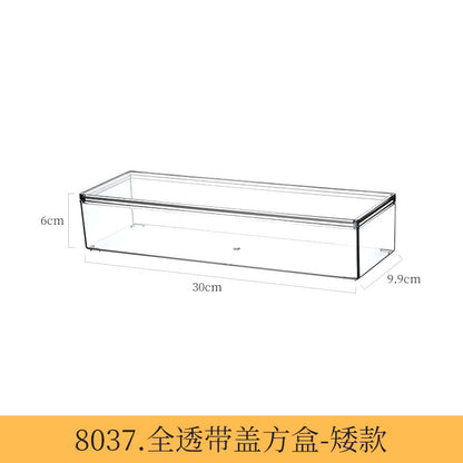 Storage Box PET Transparent Acrylic Rectangular Cosmetic Station Snack Kitchen Sundries Storage Box with Lid