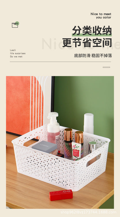 Storage Basket Simple Office Supplies Plastic Storage Basket Desktop Sundries Storage Frame Living Room Study Snack Organize Basket