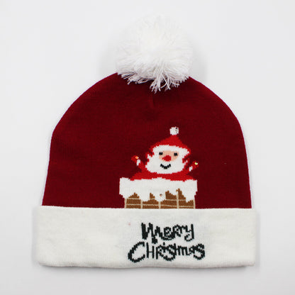 Korean Internet Celebrity Style Snowflake Christmas Hat, Warm and Cold-Proof Women's Knitted Hat with Pom-Pom, Ear-Protecting Yarn Hat, Light Luxury Style
