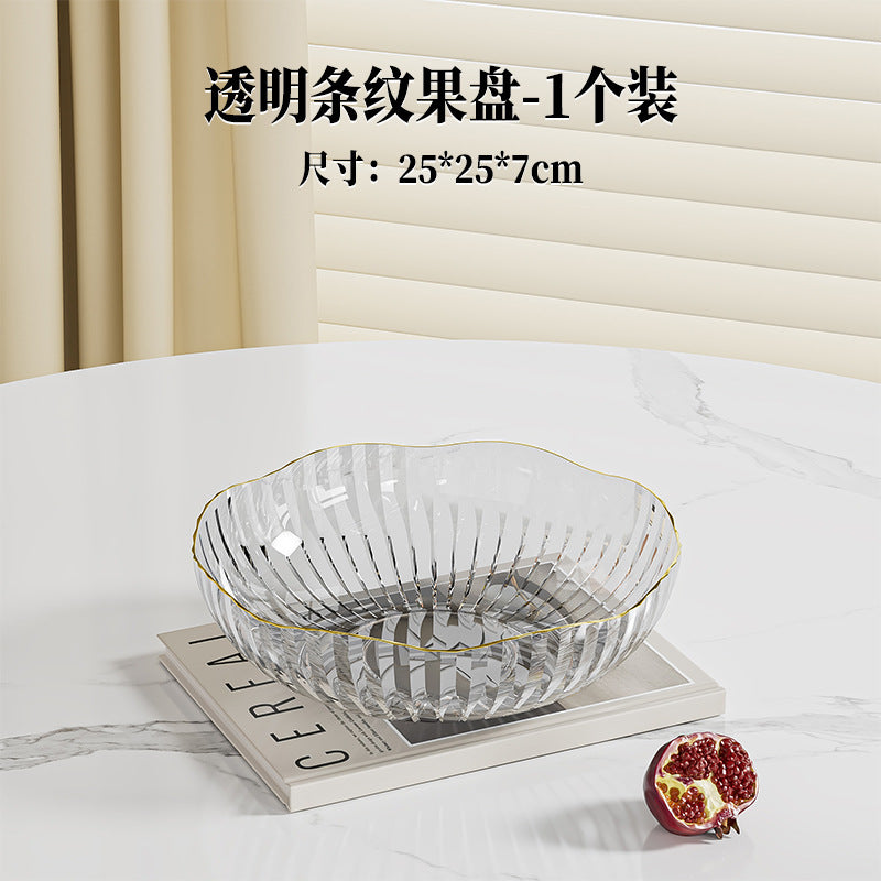 Transparent Fruit Plate, Household Plate, Living Room Display Plate, Transparent Fruit Plate, Ktv Candy and Snack Display Plate, Festive Plate