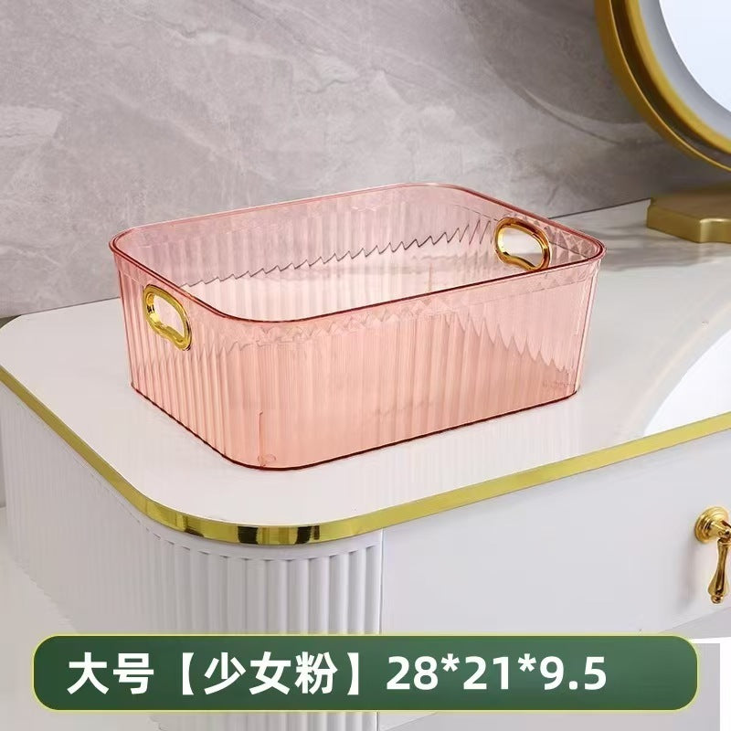 Pet Light Luxury Mirror Cabinet Storage Box Desktop Cosmetics Storage Rack Cabinet Sundry Organizer Compartment Drawer Storage