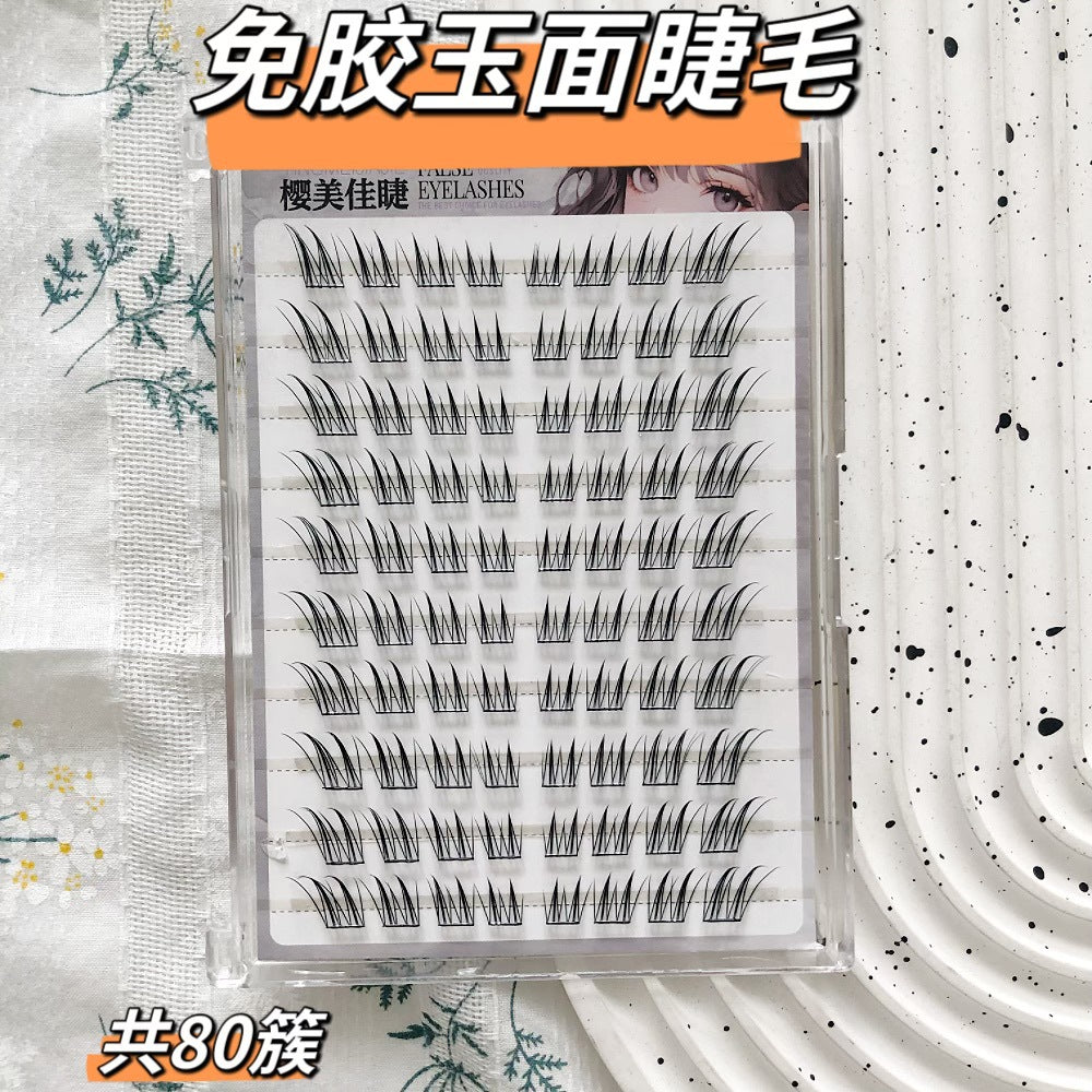 Yingmeijia Eyelashes Glue-Free Ten Rows of Jade-Faced Little Fox False Eyelashes Ancient Style Natural Thick Oblique Flying Segmented Pure Lust Style