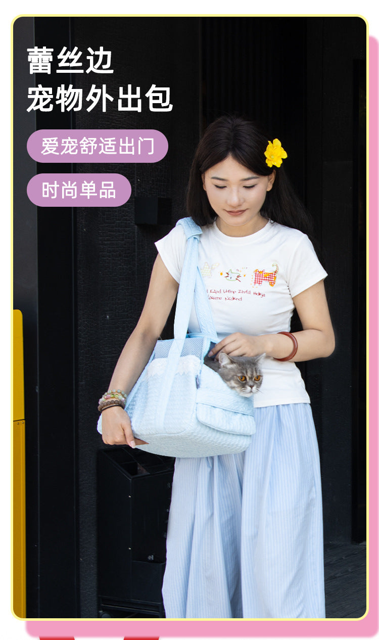 Lace Cat Bag Cat Bag Small Dog Pet Bag Breathable Dog Bag Portable Cat Bag Shoulder Pet Backpack