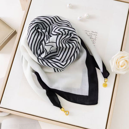 2026 New Style Warm Square Scarf with Magnetic Buckle, Triangular Silk Scarf, Cotton Scarf for Women, Stylish Neck Warmer for Spring, Autumn, and Winter, Versatile and Elegant