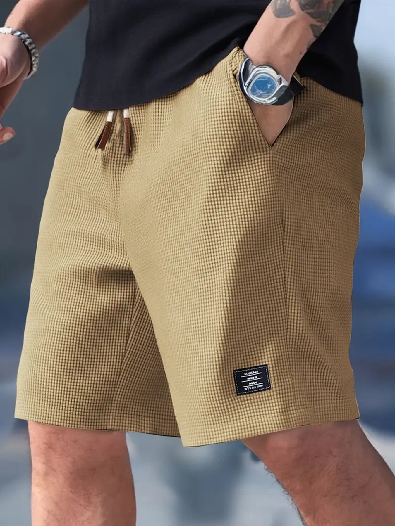 Cross-Border European and American Men's Casual Sports Shorts Summer Versatile Men's Large Size Loose Five-Point Pants Pineapple Plaid Shorts for Men