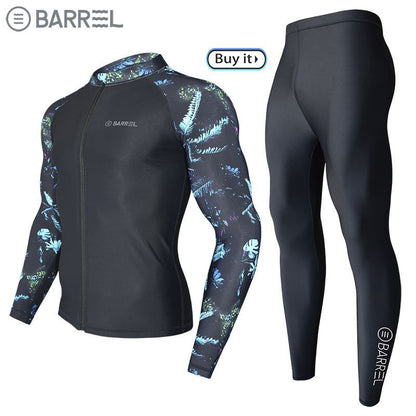 Sun Protection Swimsuit Men's Surfing Suit Split Quick-Drying Tight Jellyfish Suit Snorkeling Suit Wetsuit Full Body Long-Sleeved Trousers