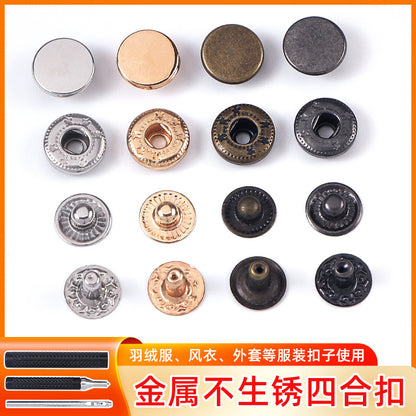 Down jacket button coat metal button frock coat cat coat double stainless steel snap button 655 button