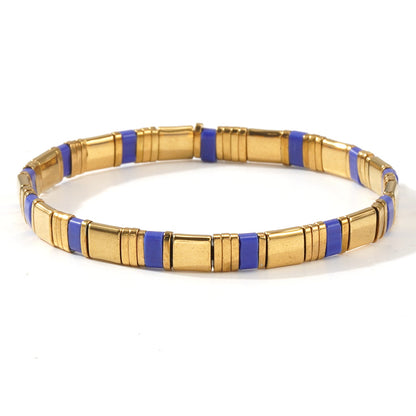 European and American Ins-style Multicolor Tila Bracelet suit Gold Black Gallstone Stitching Hand-woven Elastic Waterproof Bracelet