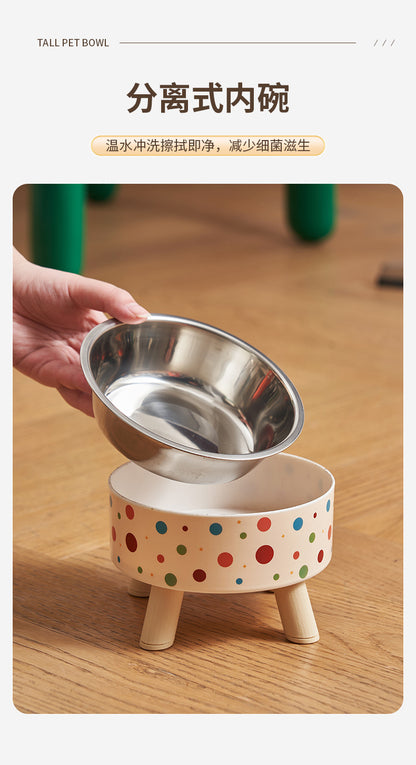 Pet Bowl Anti-overturning Cat Bowl Pet Stainless Steel Dog Bowl Cat Neck Protection High Foot Bowl Dog Food Utensils Cross-border New