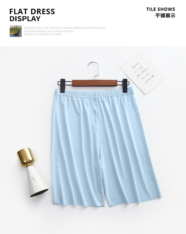 Ice Silk Pajamas Men's Summer Home Shorts Ultra-Thin Breathable Silk Home Pants Large Size Five-Point Pants Can Be Worn Outside