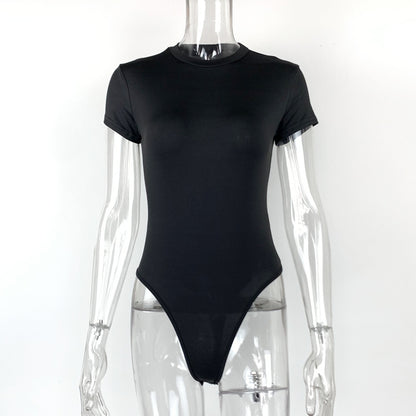 2025 summer new casual women's clothing Europe and the United States cross-border short sleeve jumpsuit foreign trade tight jumpsuit bodysuit