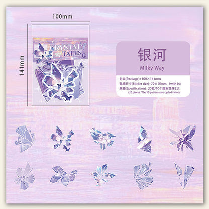 Pet Sticker Pack Crystal Story Series Crystal Ore Silver Hot Stamping Die-Cut Journal Decoration Stickers Cross-Border