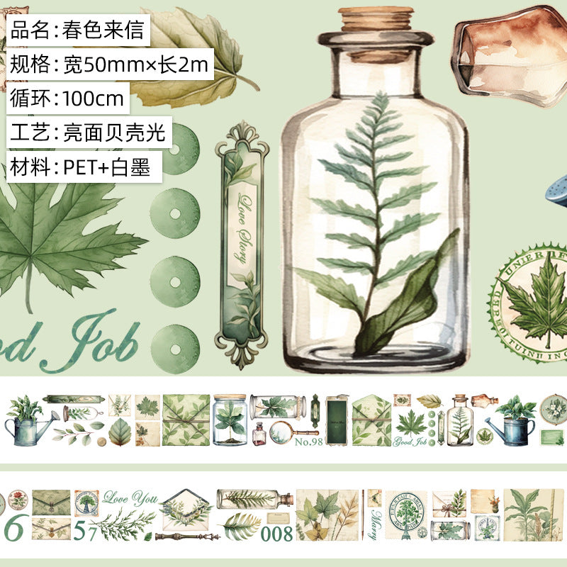 New pet Journal tape flower special material autumn letter simple full roll material shell optical flow hemp Journal tape