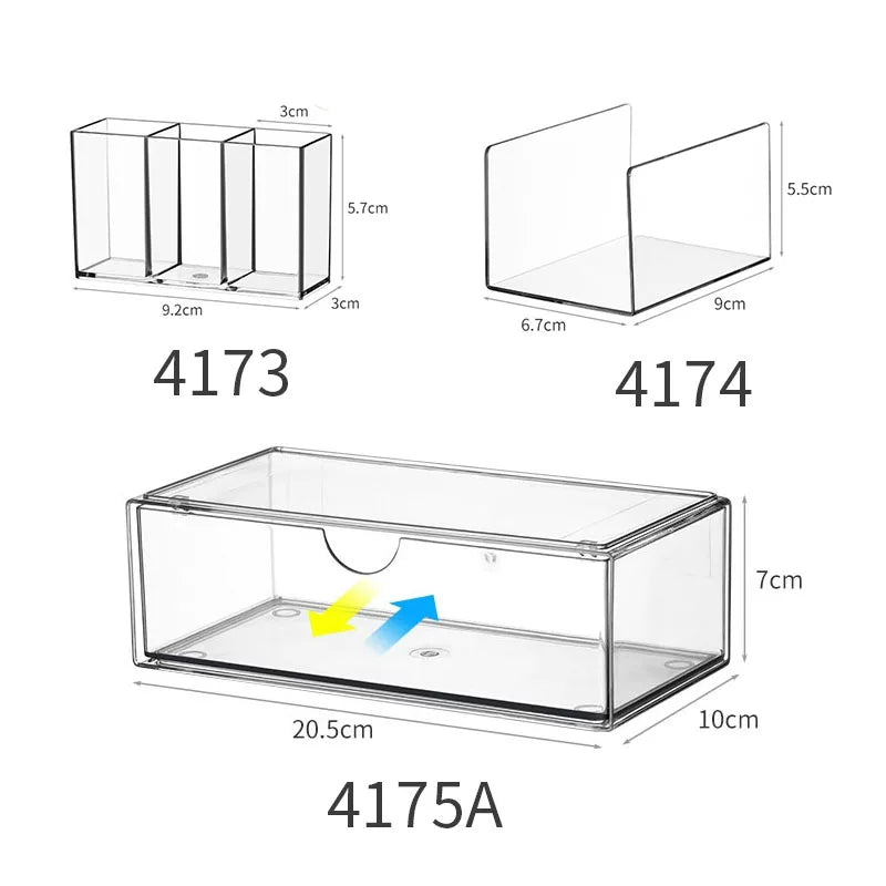 Desktop Wall Hanging Storage Box with Transparent Acrylic Cosmetics Bathroom Stationery Station Kitchen Storage Rack Bedside