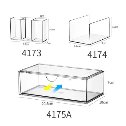 Desktop Wall Hanging Storage Box with Transparent Acrylic Cosmetics Bathroom Stationery Station Kitchen Storage Rack Bedside