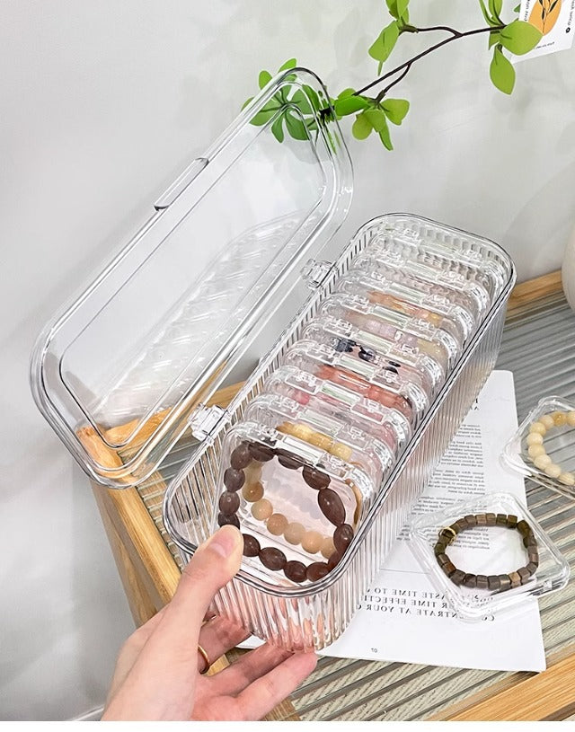 Acrylic Storage Box Jewelry Drawer Bracelet Storage Crystal Necklace Multi-lattice Jewelry Box Portable Anti-oxidation Bracelet