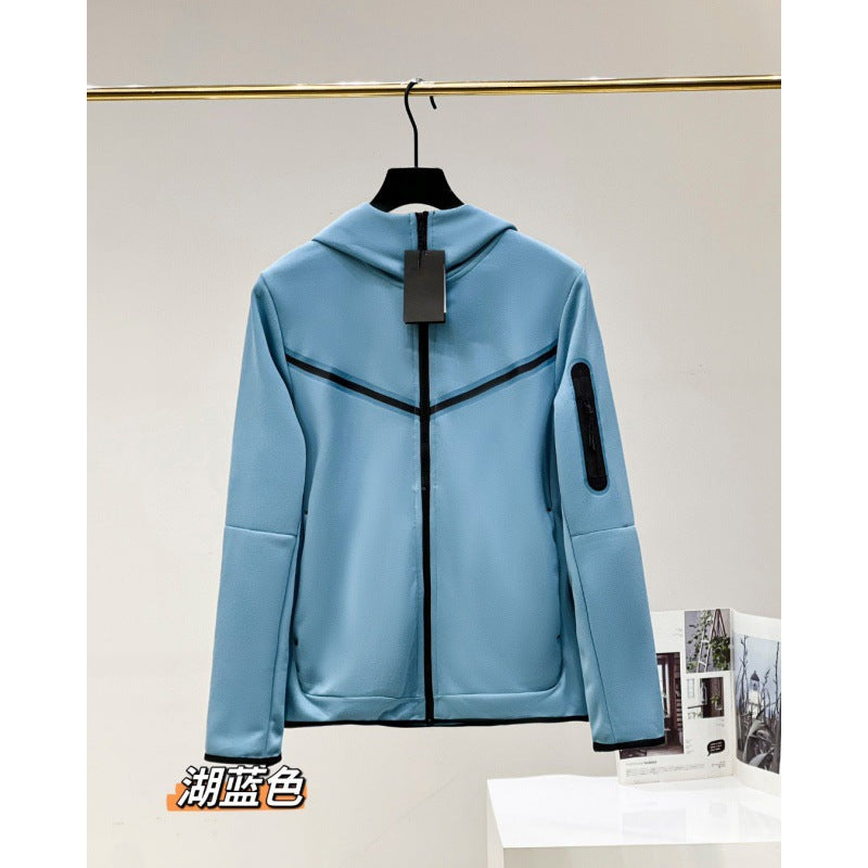 2024 Spring and Autumn Casual Sports Cotton Air Layer Hooded Zipper Cardigan Men's Jacket 490 Coat