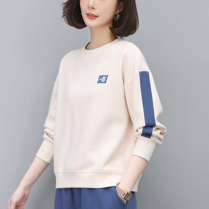 Round Neck Sweatshirt for Women 2024 Spring Small Hooded Sports Middle-Aged Mother Spring & Fall Tops Casual and Versatile
